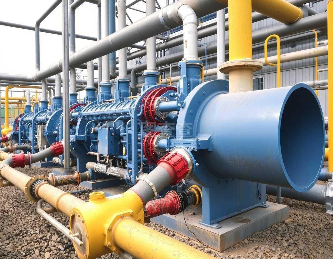 为油井泵动压缩机管道。石油和天然气设备。